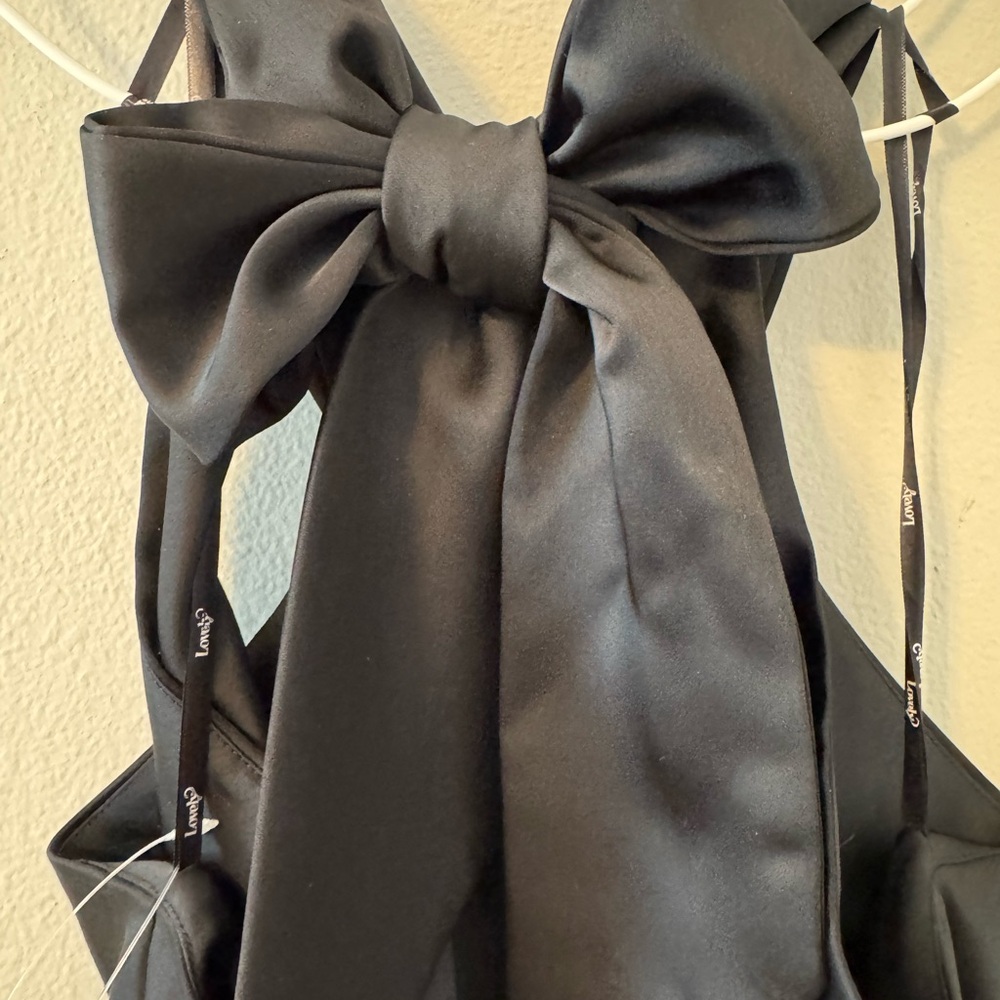 DESSY GROUP Draped Twist Halter Tie-Back Trumpet Gown In Black - w/ EXTRA LENGTH - Picture 4 of 10
